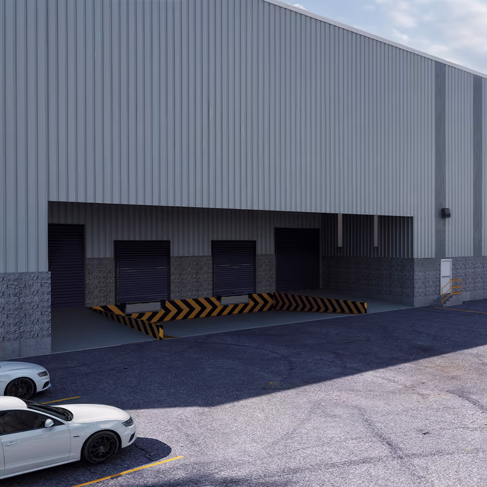 Vista lateral de las naves industriales de Warehouse 27.