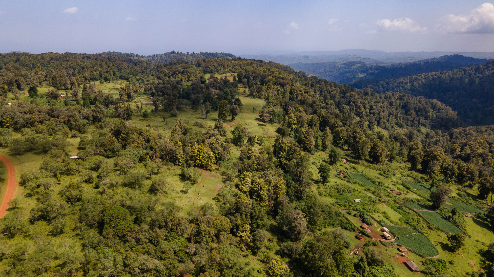 Aerial photo of a village on Mt. Elgon, Kenya