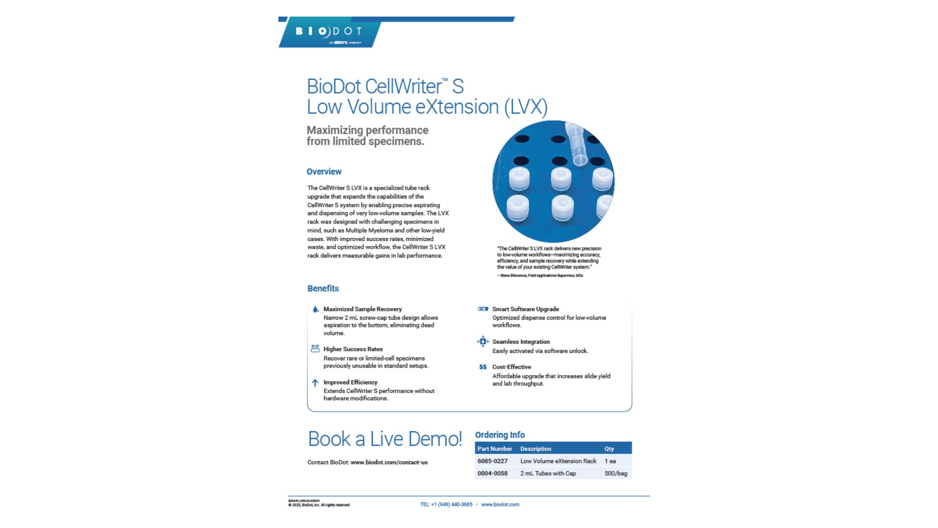 CellWriter S Low Volume eXtension (LVX)