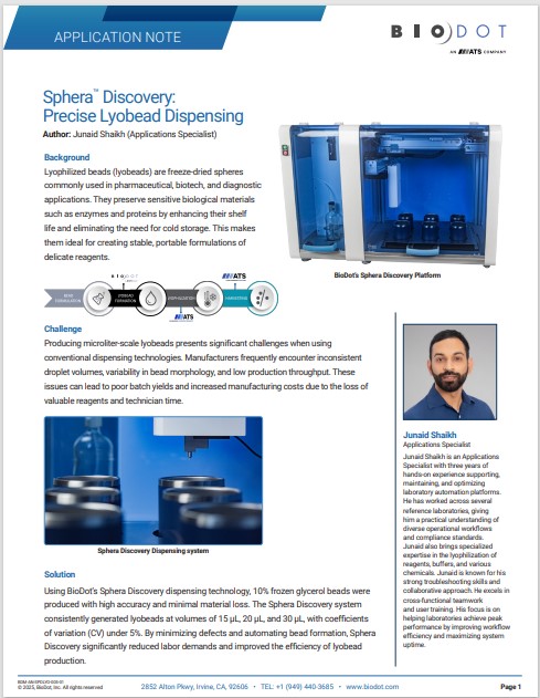 Sphera™ Discovery: Precise Lyobead Dispensing