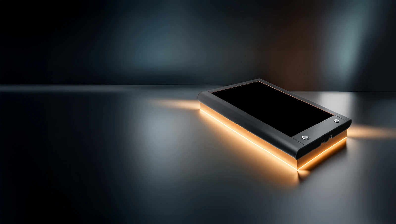 SMAVOO 11.6-inch tablet with a dark touchscreen and glowing orange edge lighting