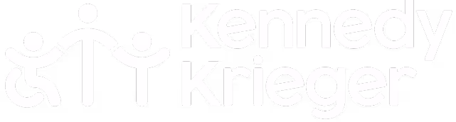 Kennedy Krieger logo with stylized figures of a person and two children, one in a wheelchair.