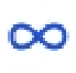 Symbole mathématique de l'infini en bleu sur fond blanc.