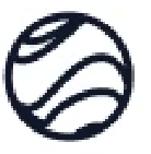 Symbole circulaire avec trois courbes ondulées horizontales à l'intérieur représentant un globe stylisé.