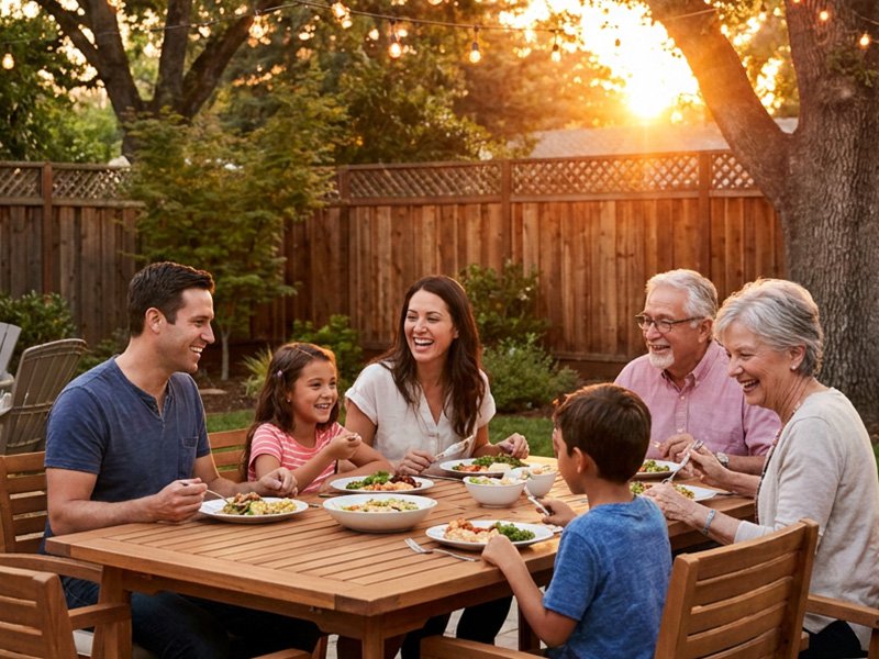 sacramento family enjoying summer evening outdoors