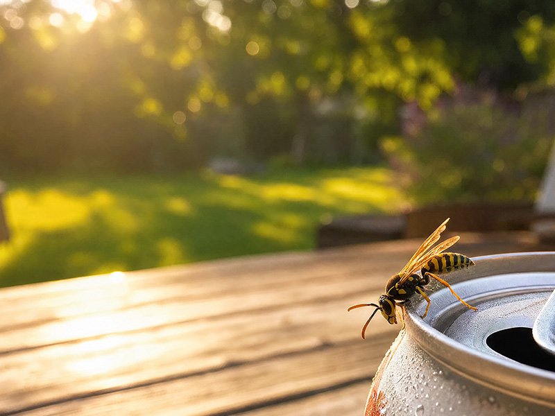 yellow jacket on soda can