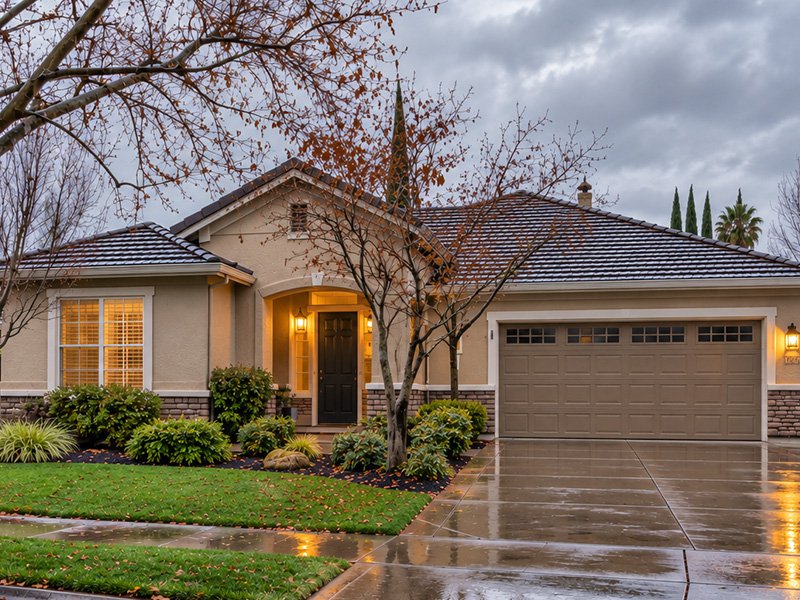 home in a rain storm