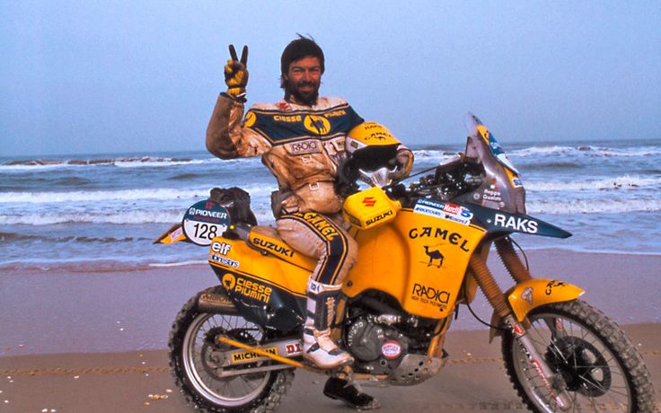 Beppe Gualini à l'arrivée de l'un de ses dakars tout sourire