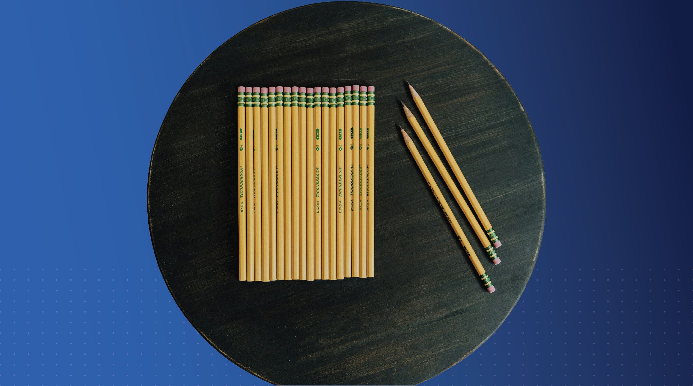 Organized group of pencils symbolizing building a focused shortlist of venture capital firms instead of a long directory
