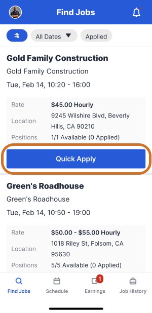 Quick apply