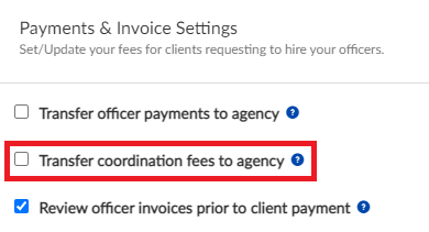 Transfer coordination fees to agency