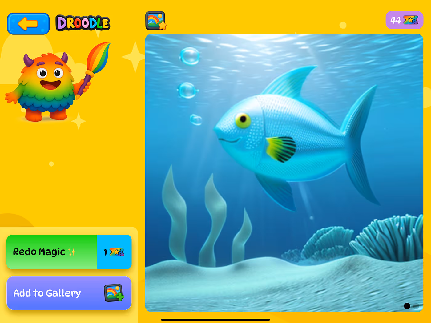 Fish created within Droodle Kids AI