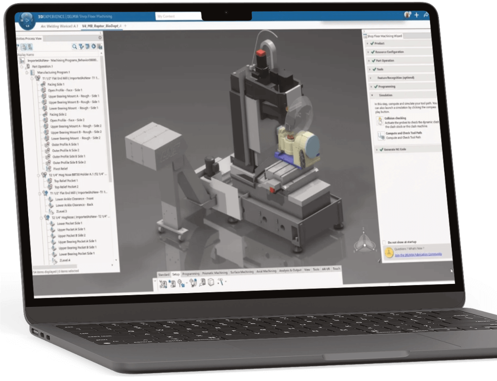 A laptop showing 3D experience software