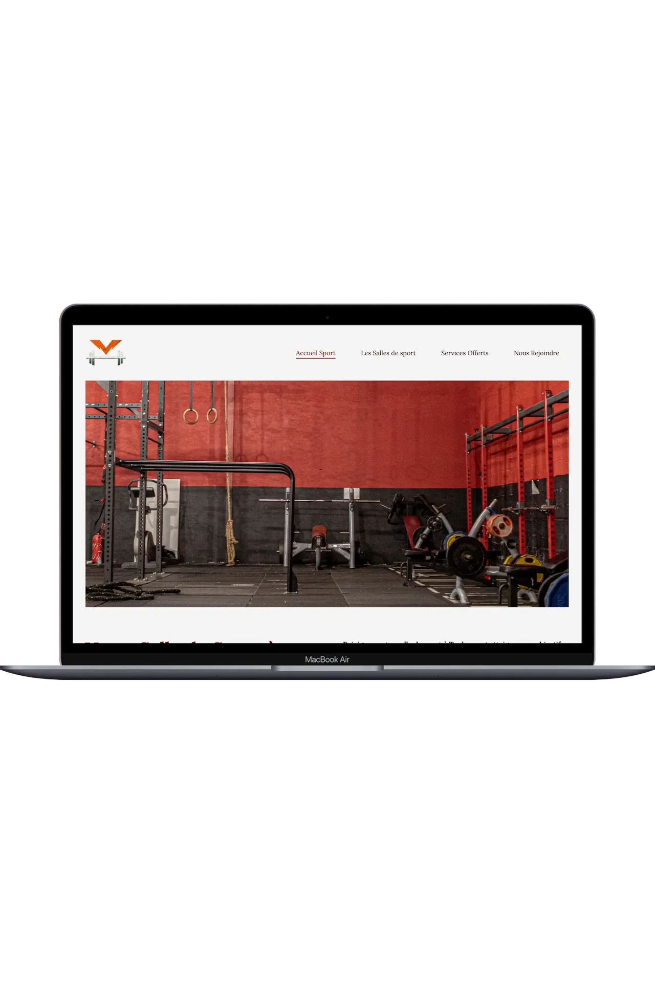 Un ordinateur portable affichant un site pour une salle de sport à Toulouse