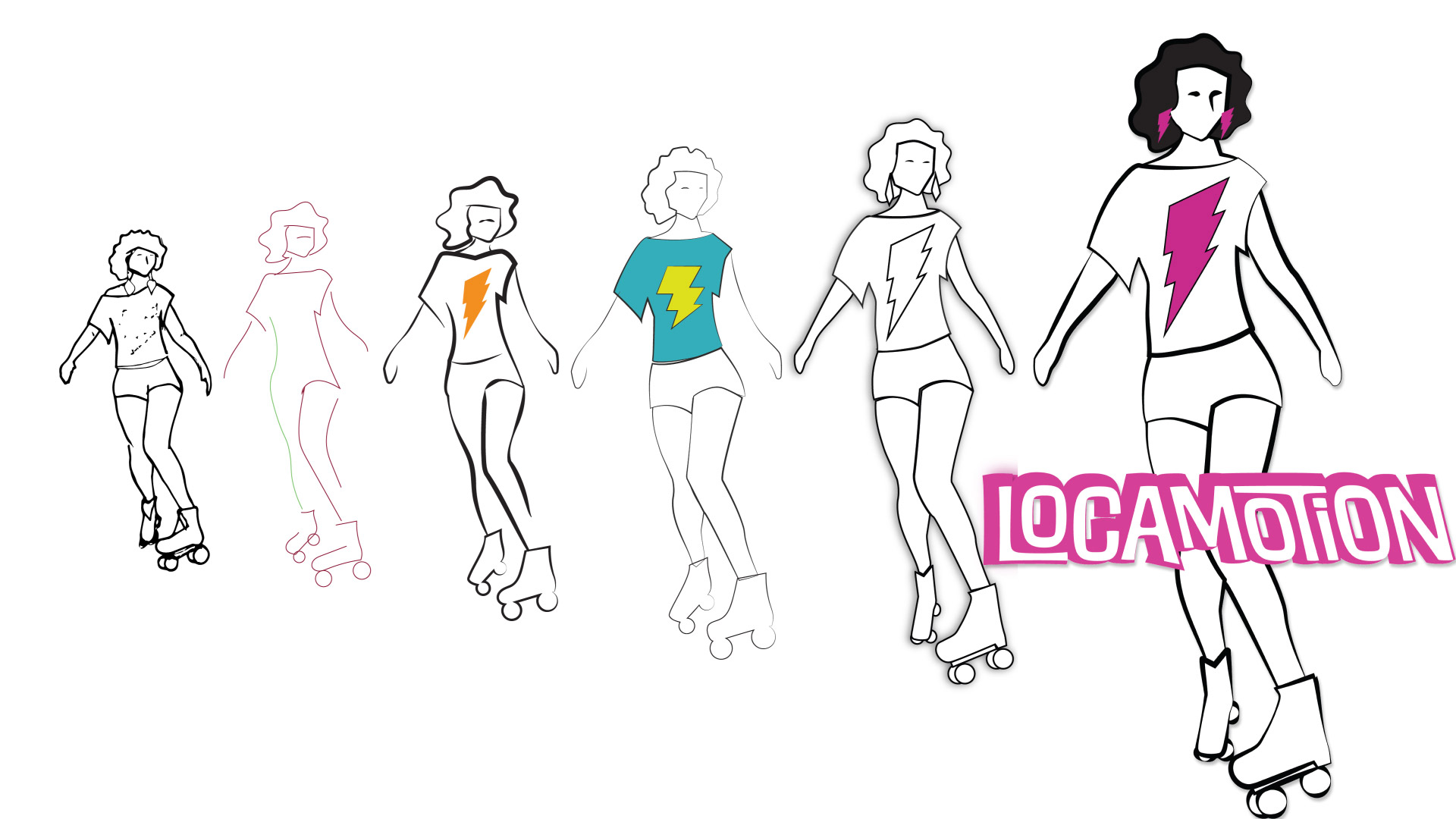 Locamotion logo creation progression from sketch to vector