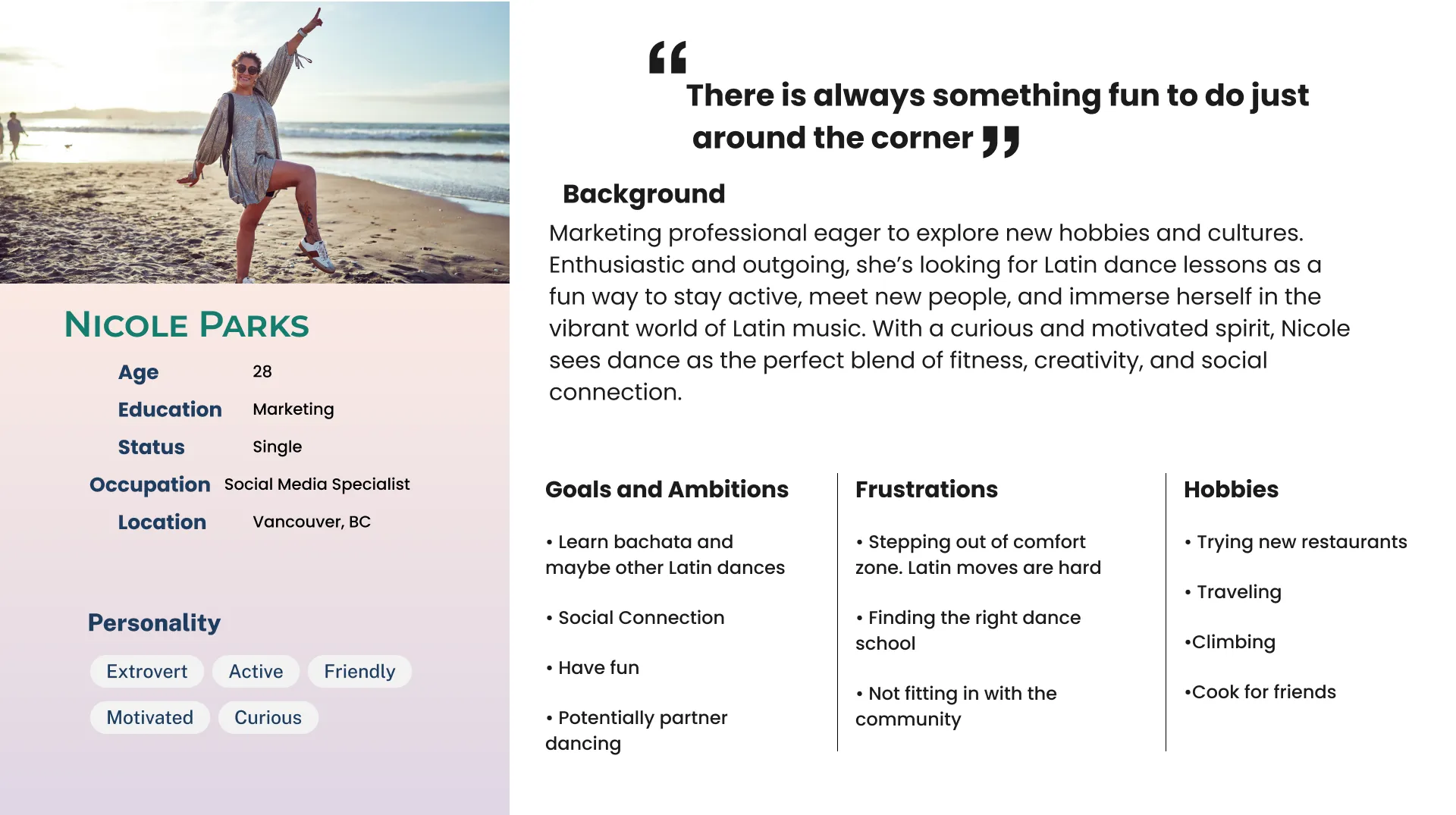 User Persona baza dance studio ux research