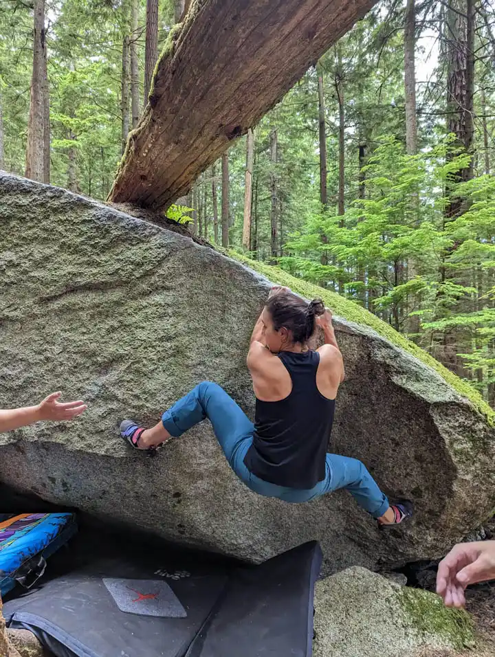Sole Esnaola bouldering in Squamish, British Columbia