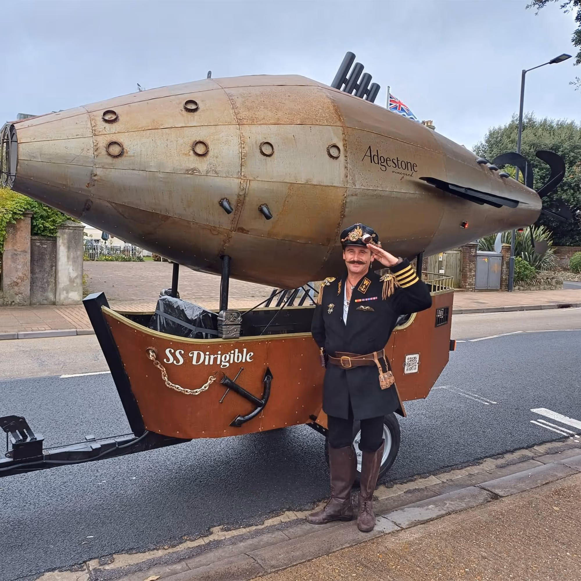 A steampunk festival airship made fro iron.