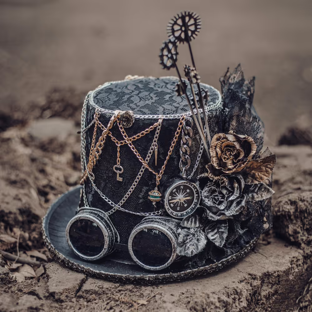Two steampunk top hats