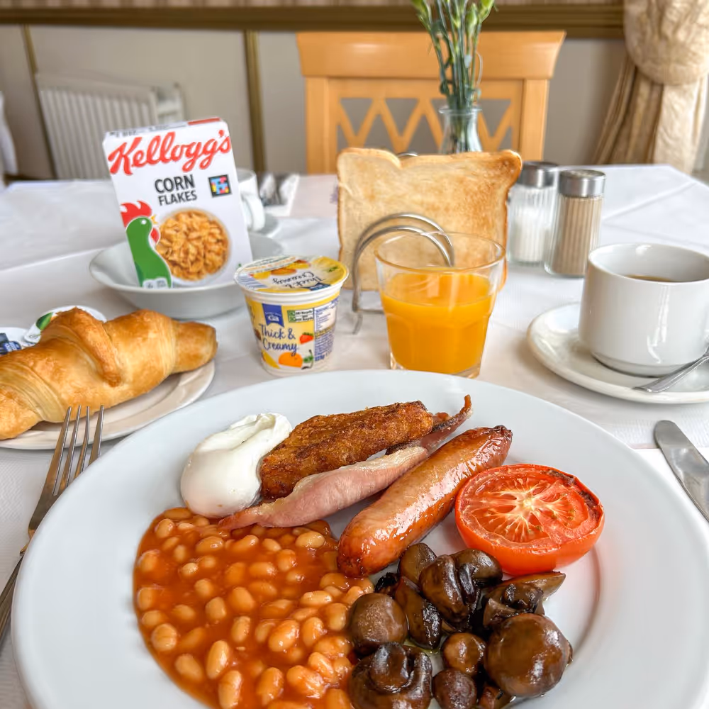 A hotel cooked breakfast.