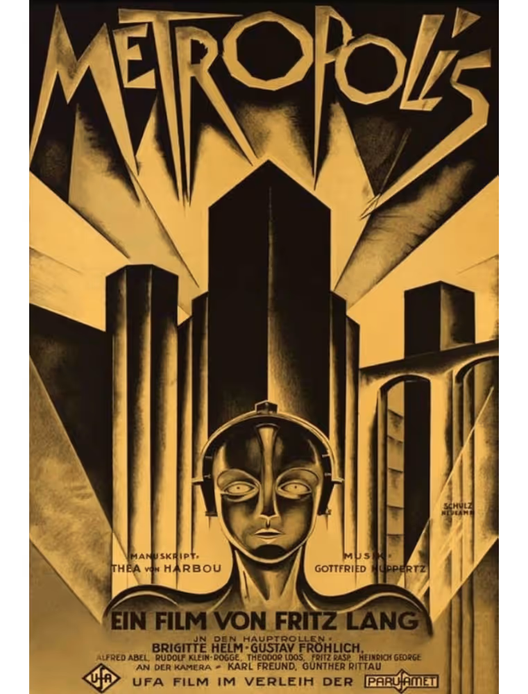 A poster for a 1927 film called Metropolis.