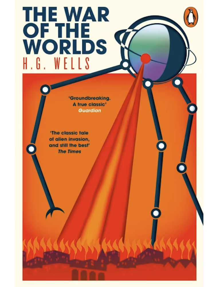 Front cover of a book by HG Wells called War of the Worlds.