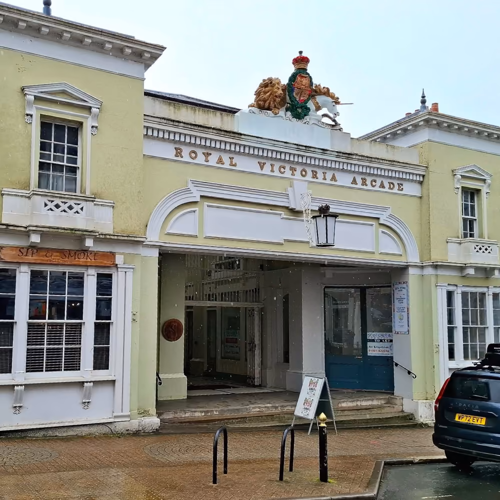 The exterior of Royal Victoria Arcade, and original Victorian shopping arcade in Ryde.