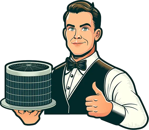 Retro waiter in bow tie giving thumbs up with solar panel