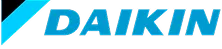Daikin logo with blue and white diagonal color block design