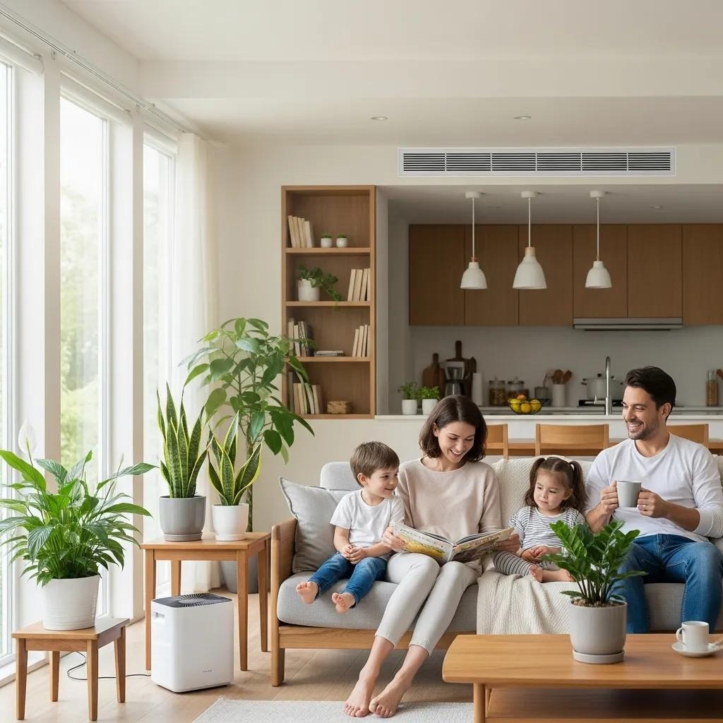 Family enjoying a healthy indoor environment enhanced by HVAC maintenance
