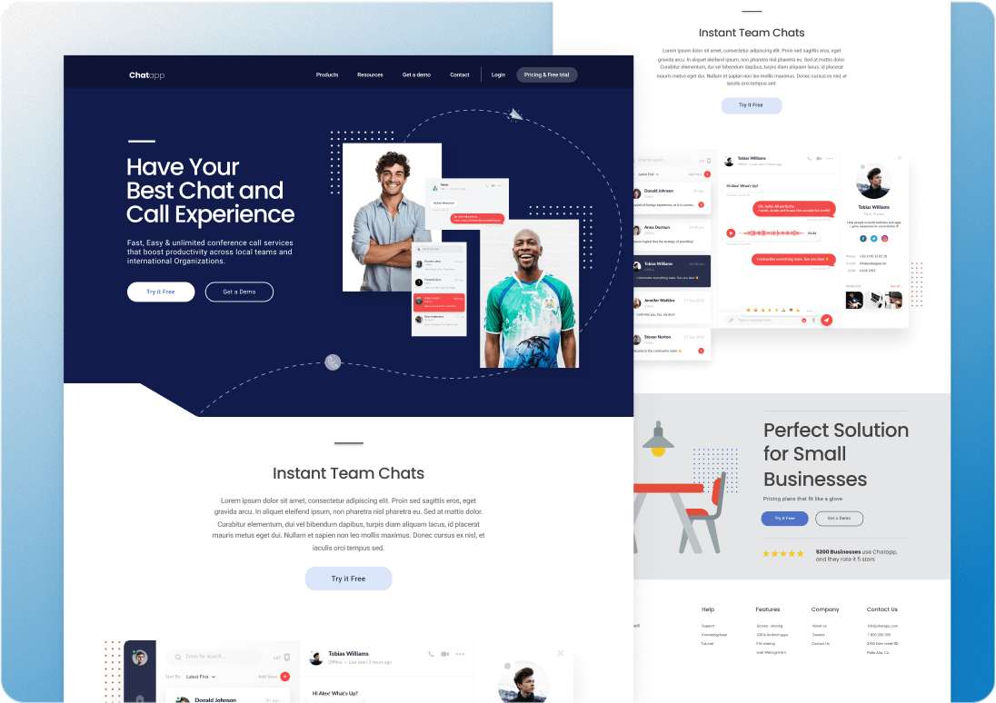 communication platform landing page design and build