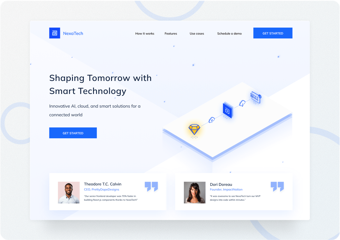 tech startup landing page UI/UX design