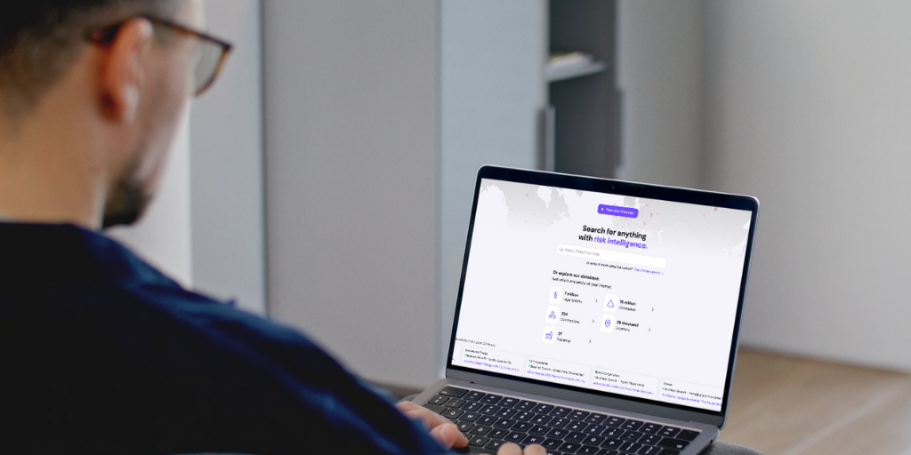 An OSINT analyst performing a deep web investigation using a risk intelligence search engine to demonstrate how analysts actually work.