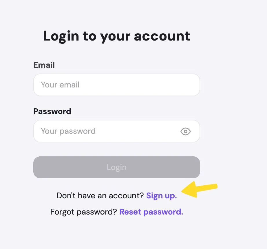 svEye login page with the Sign up link