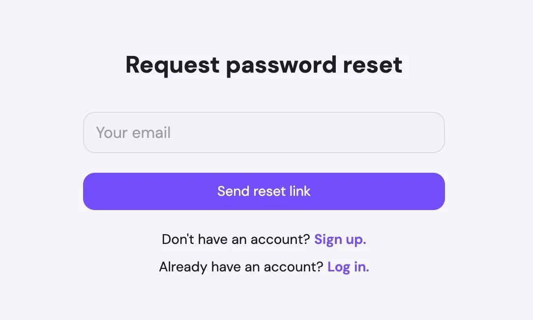 svEye password reset request form