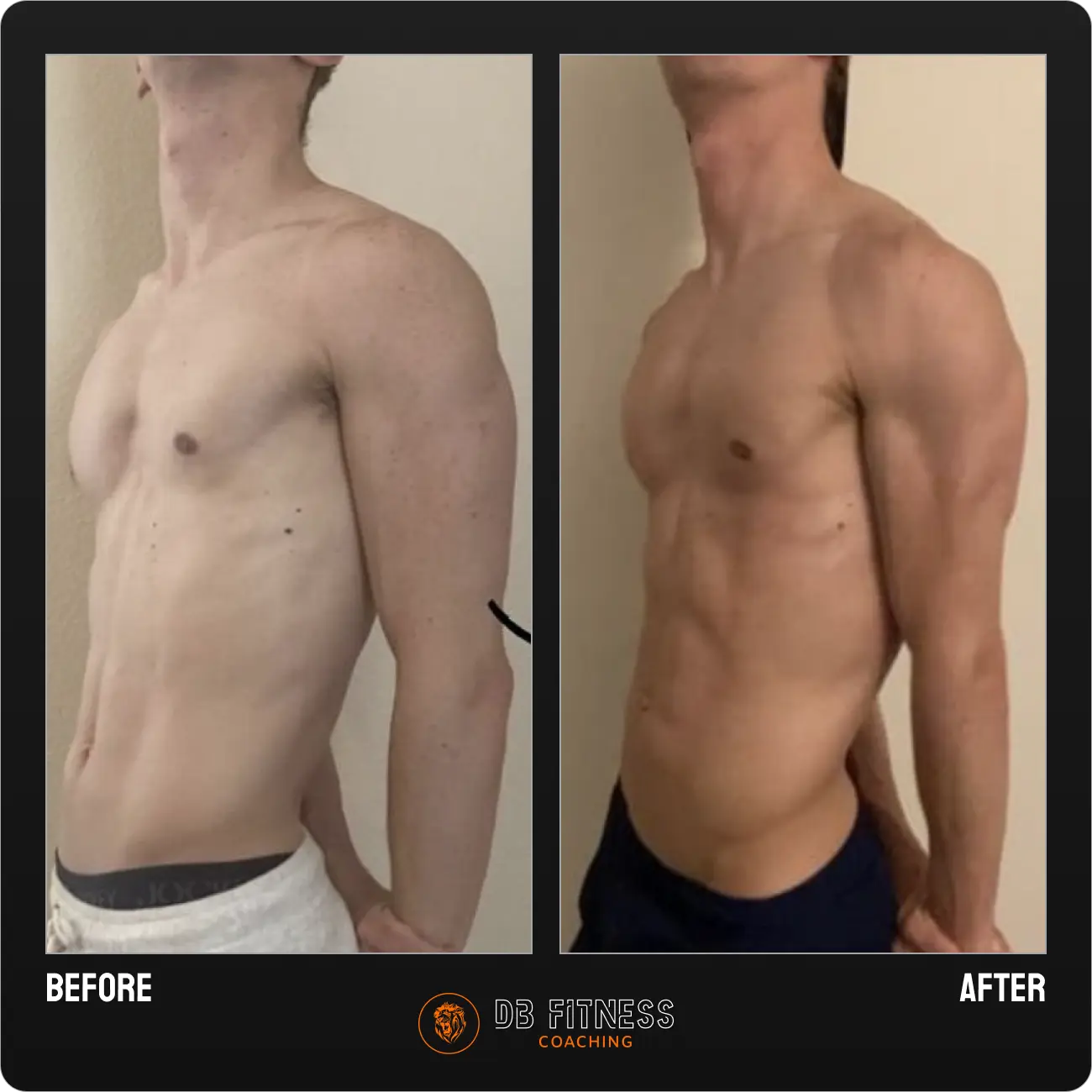 1:1 coaching client Leo before vs after transformation