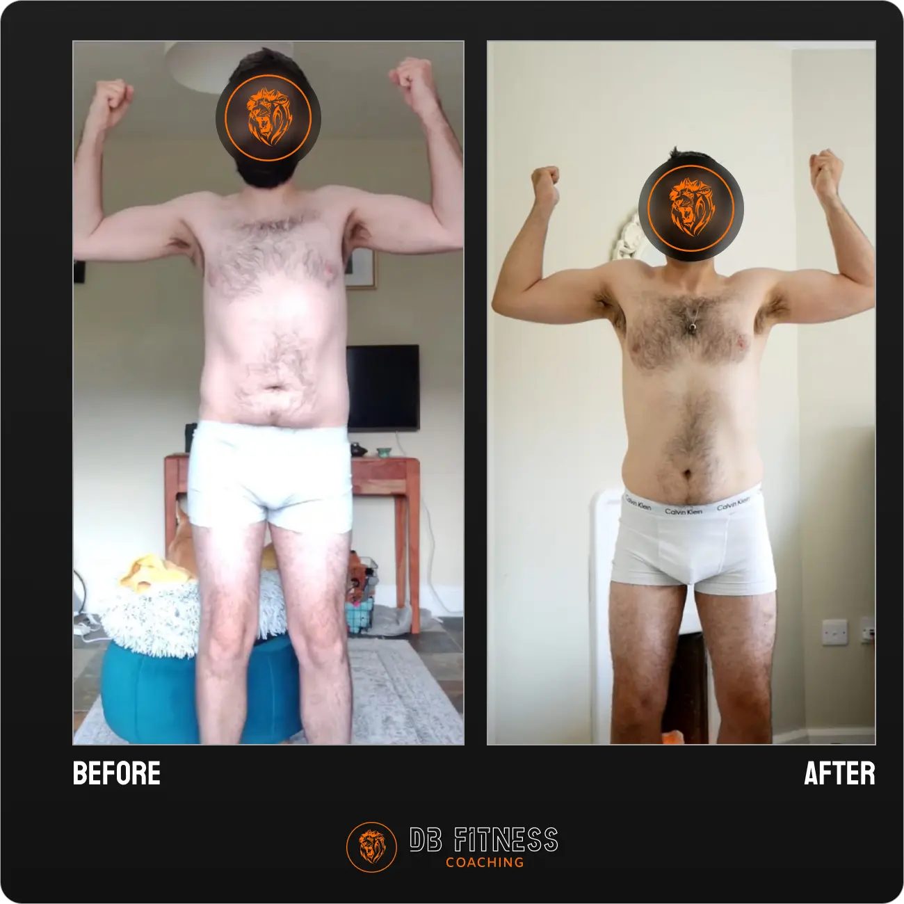1:1 coaching client Andy before vs after transformation