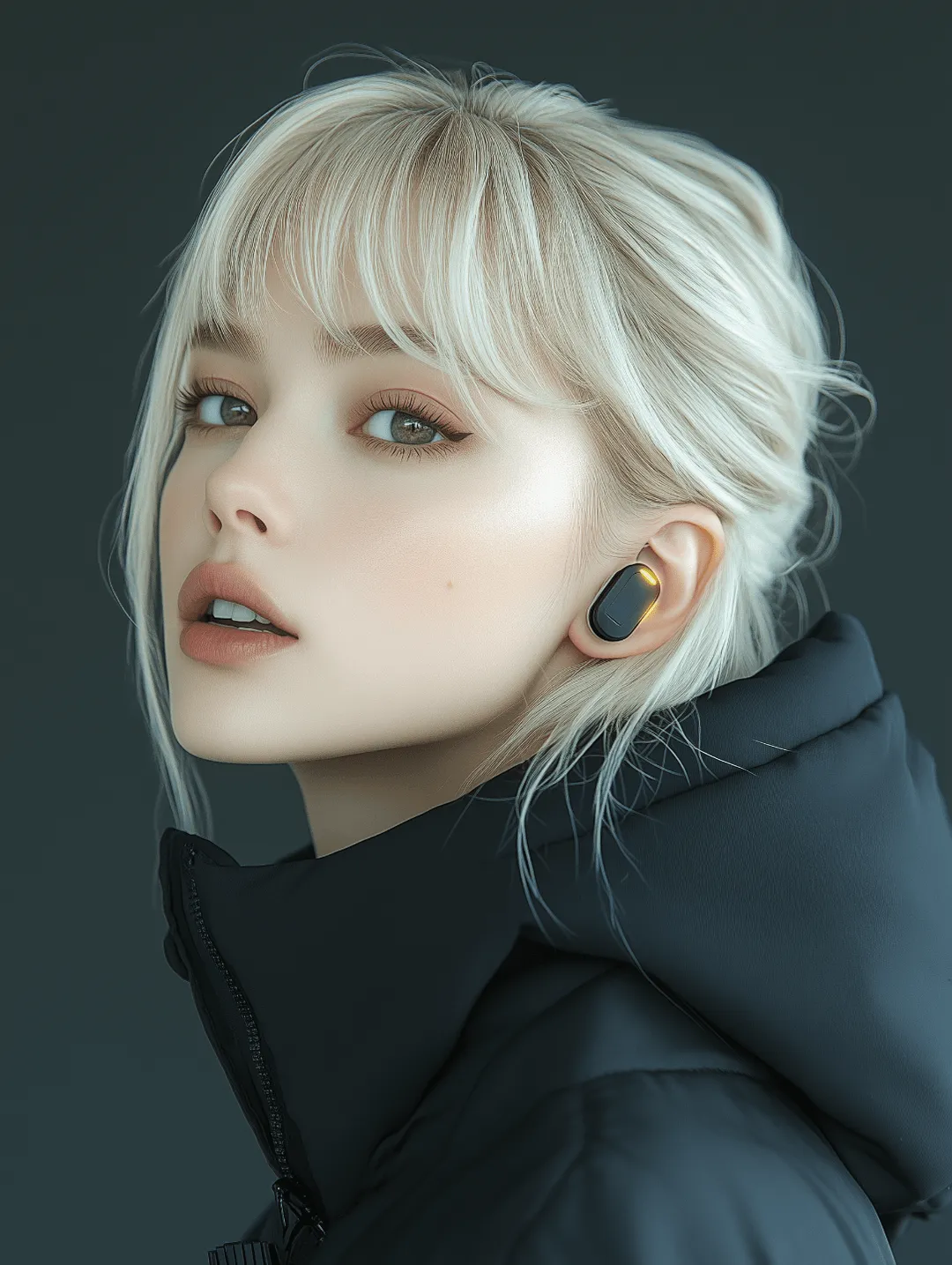 woman wearing earphones
