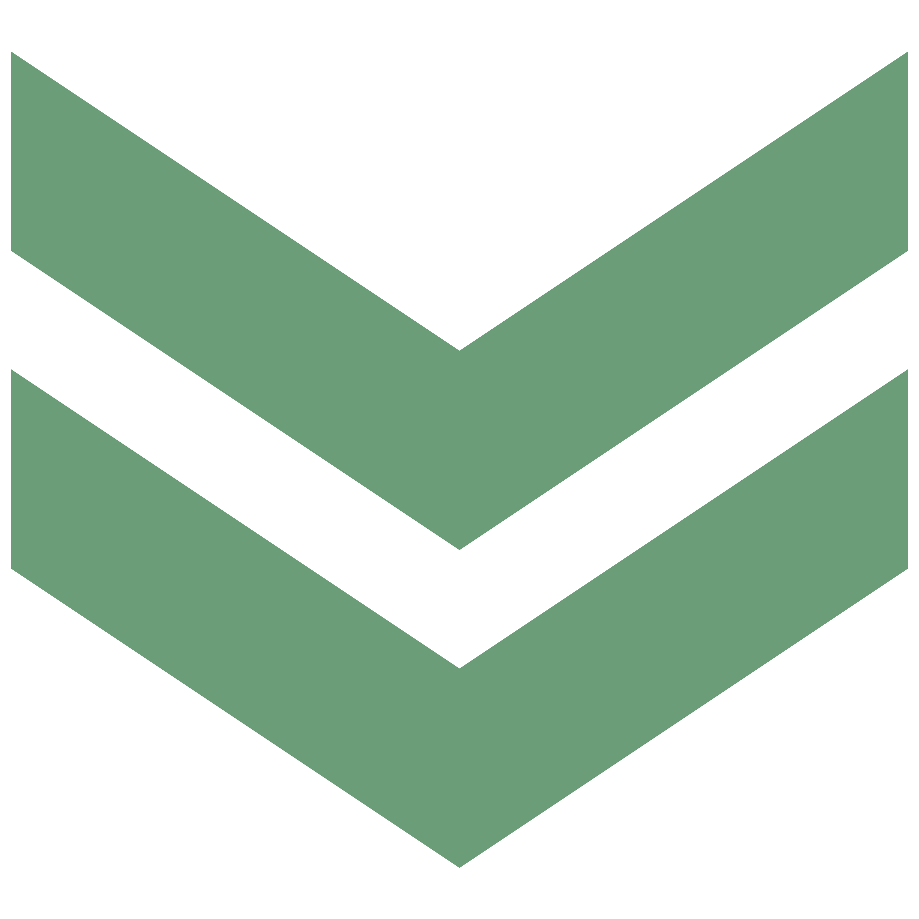 a green double arrow facing downward