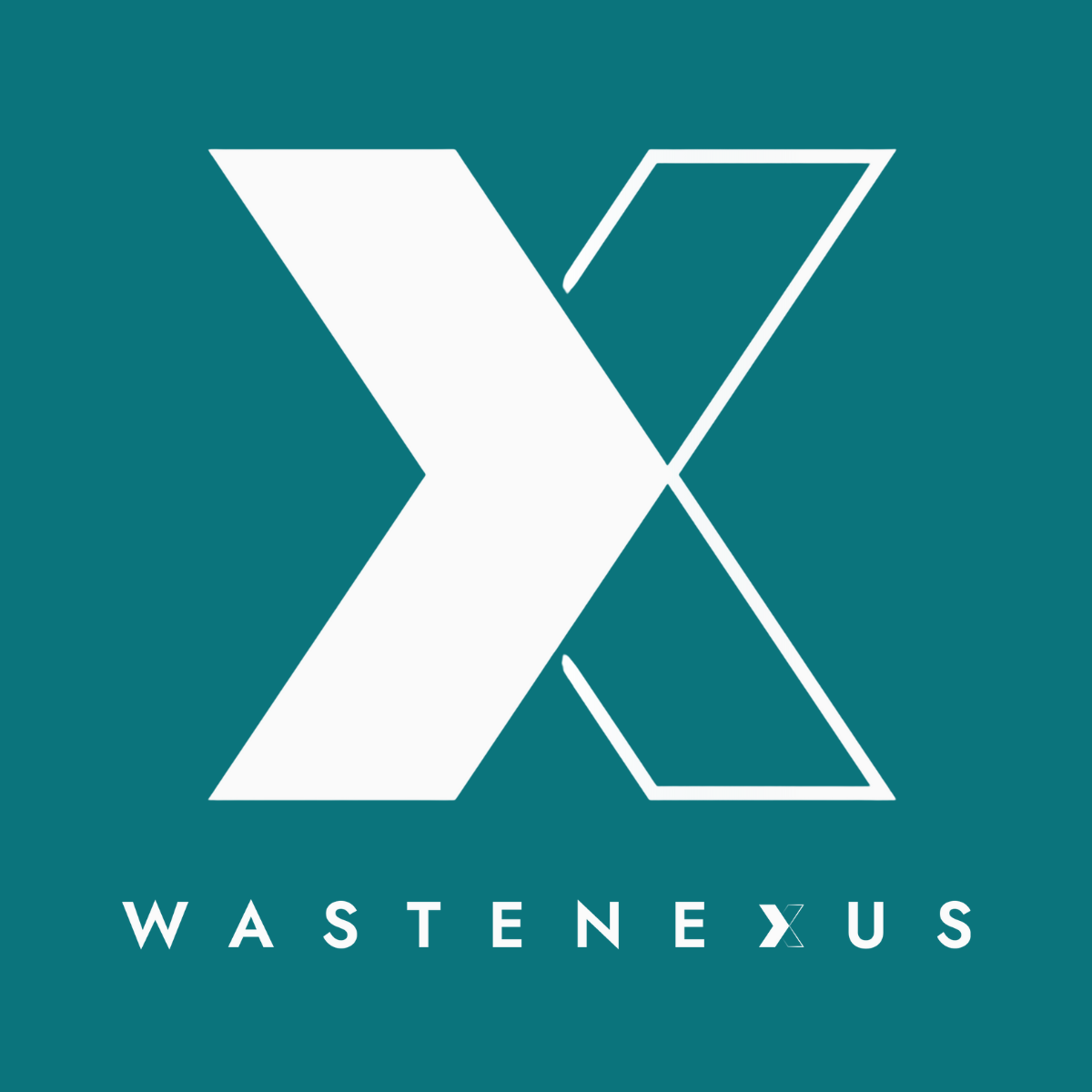 White stylized letter X logo with the word WASTENEXUS below, on a teal background.