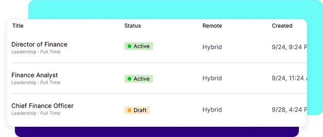 Product Screenshot showing list view of multiple job descriptions