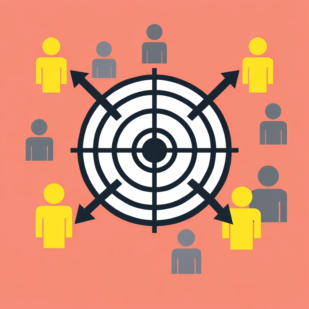 Audience targeting visualization with precision crosshair identifying high-value customer segments