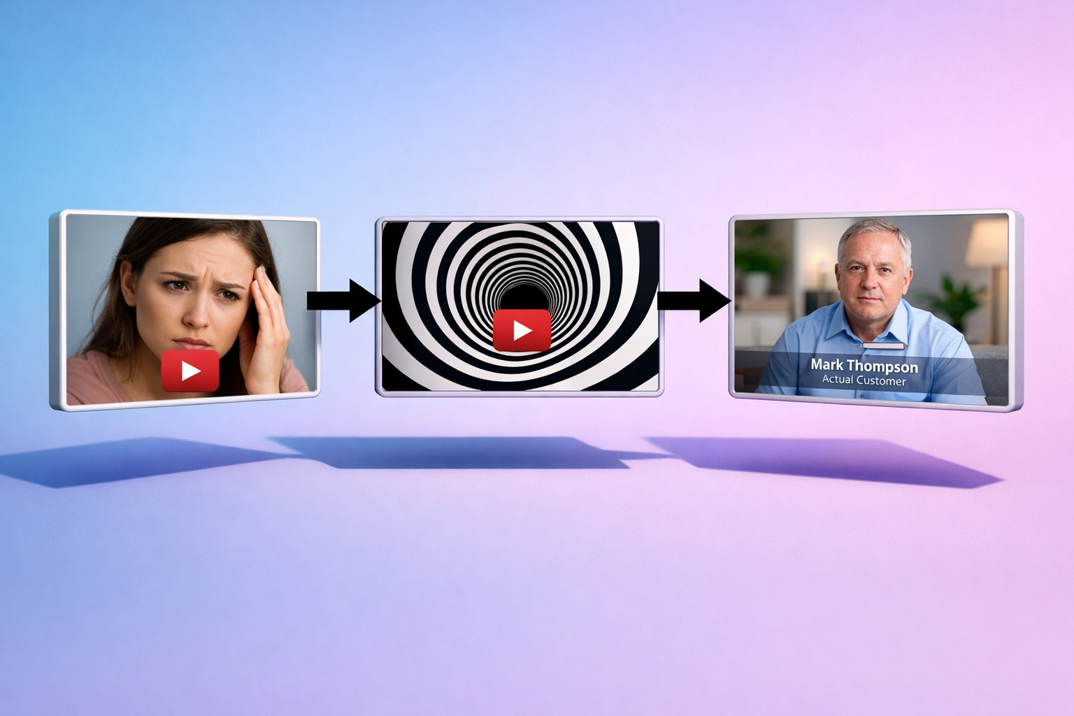 Three UGC hook variations being tested side-by-side for performance comparison