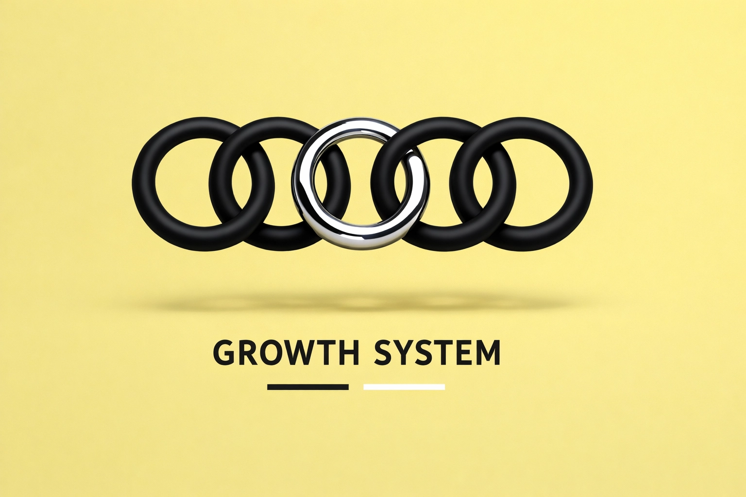 Interlocking rings representing a cohesive and scalable ecommerce growth system managed by a consultant.