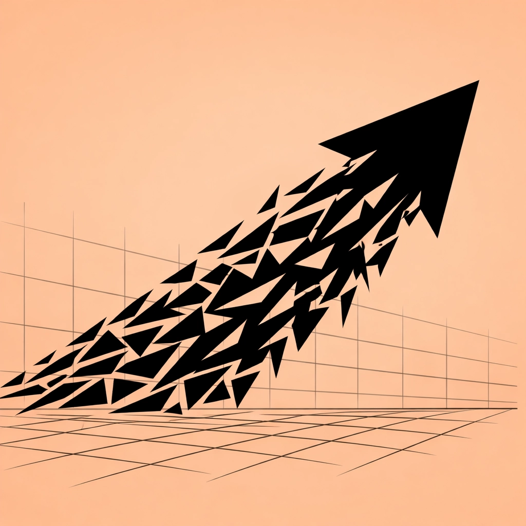 Large upward arrow symbolizing rapid revenue scaling and long-term brand growth.