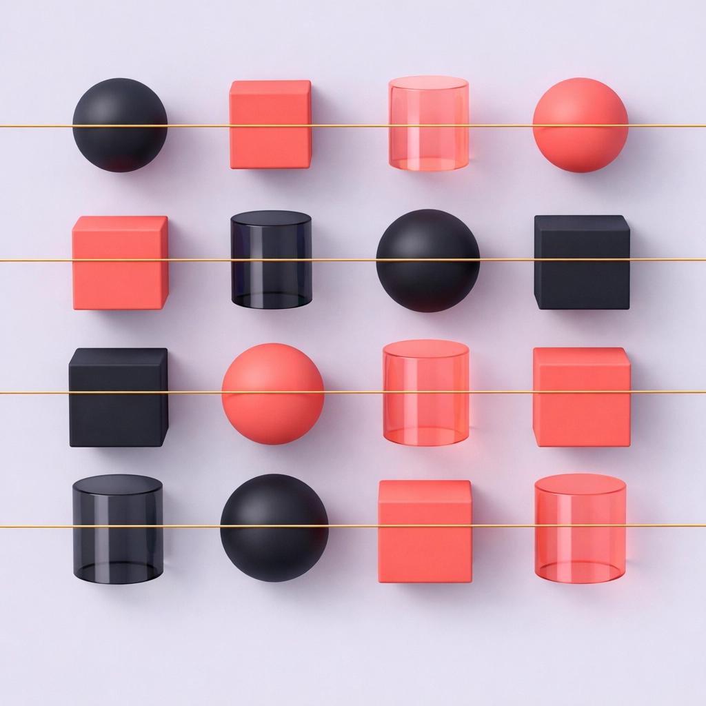 Connected shapes illustrating the unified system built by a performance marketing agency.