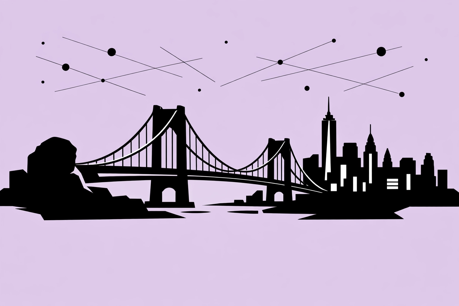 Minimalist bridge illustration representing New Jersey and New York market connectivity for ecommerce growth.