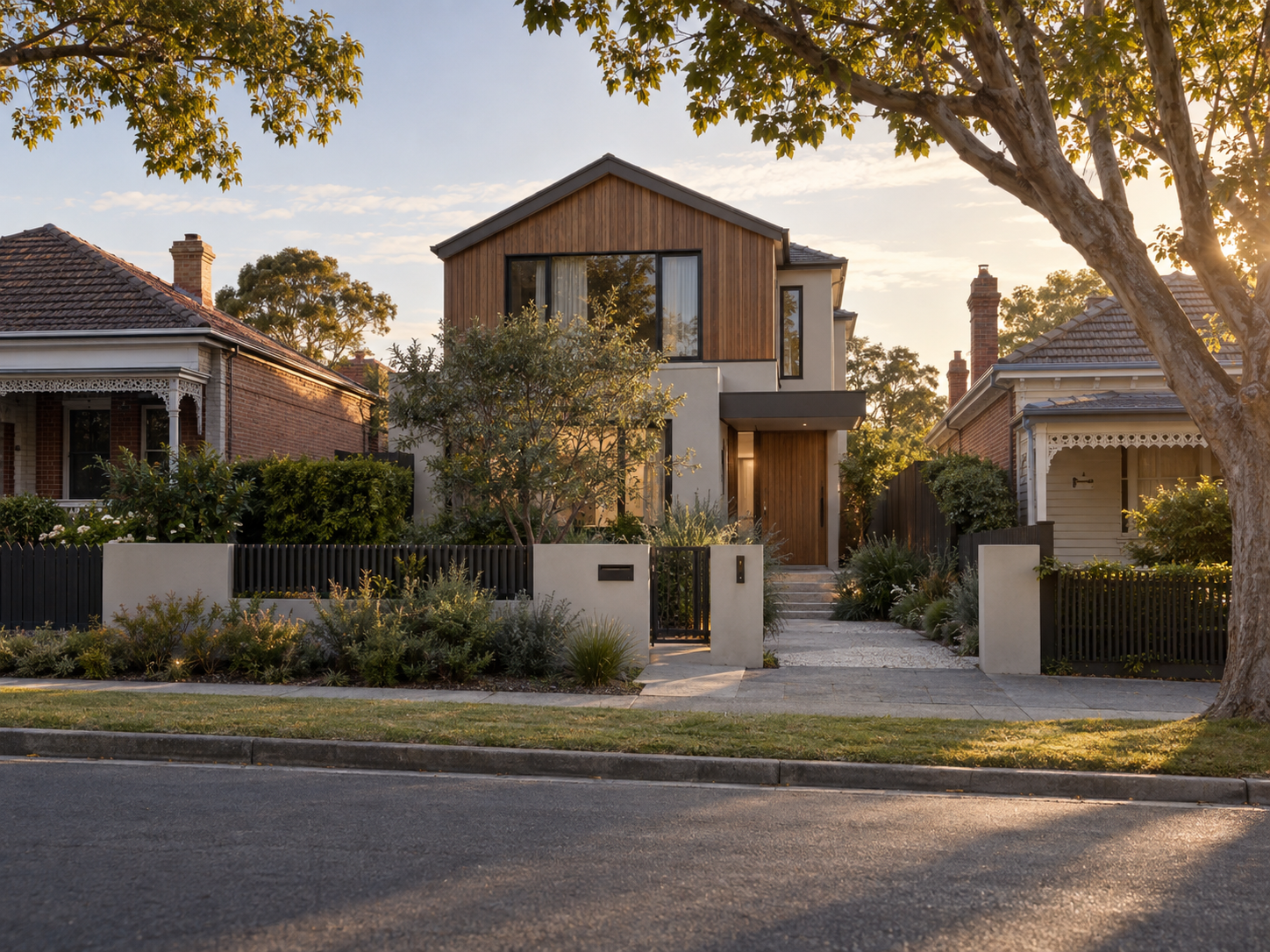 New two storey home matching the scale of neighbouring period houses