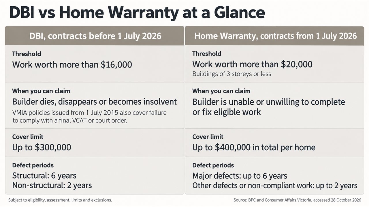 Comparison of domestic building insurance and Home Warranty in Victoria