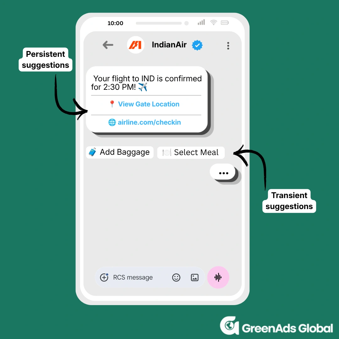 RCS Messaging suggestion types